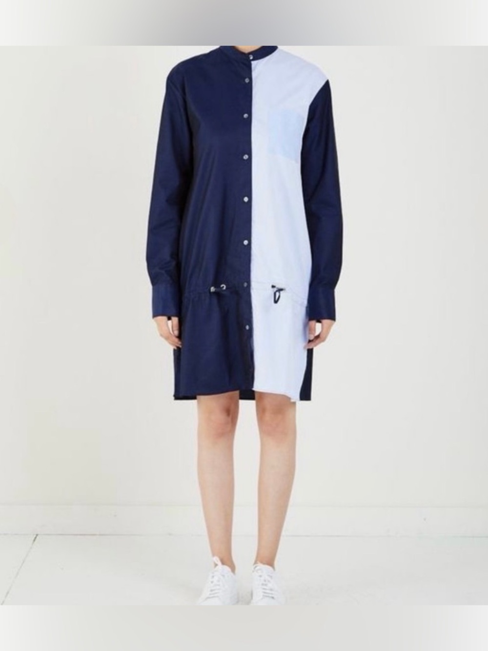 PUBLIC SCHOOL Masika
Drawstring Colorblocked Button-Front Navy Shirt Dress Sz.2